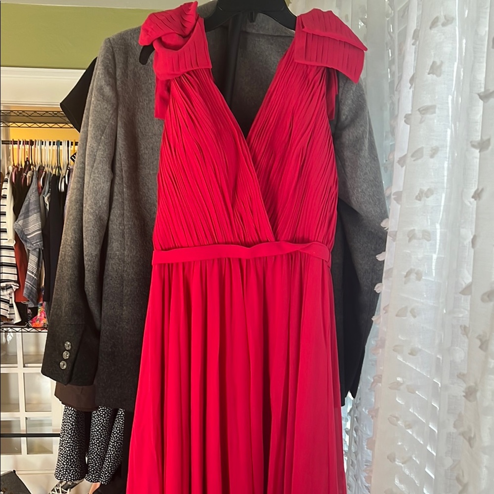 Elegant Hot Pink Pleated Dress